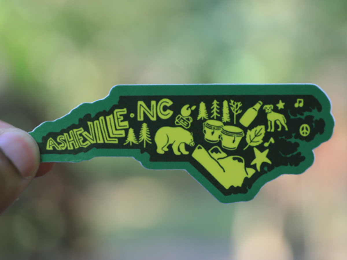 NC State Sticker North Carolina Bear Flag Sticker - State Shaped Vinyl ...