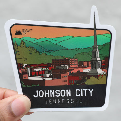 Johnson City TN Cityscape Sunset Sticker